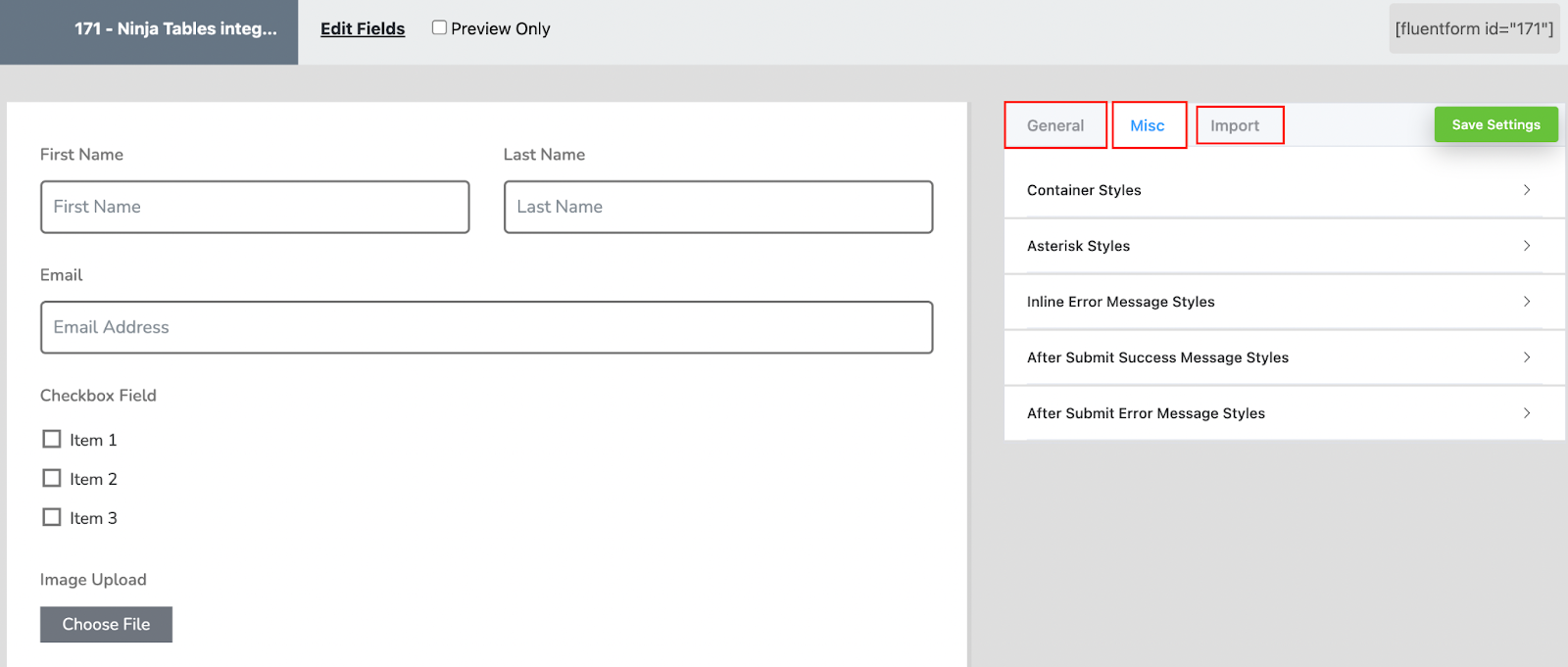 form editor, fluent forms