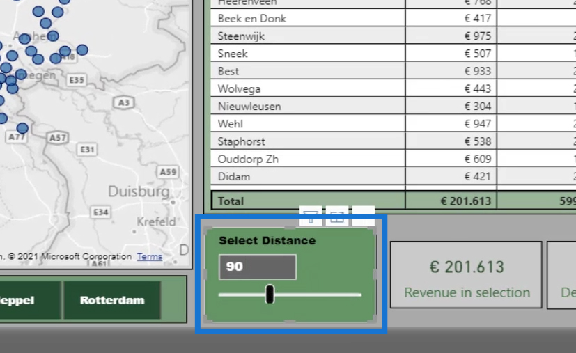 distance calculation on map