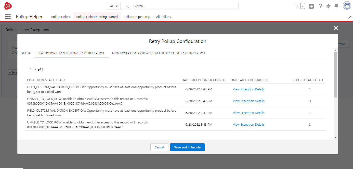 Retry rollup configuration