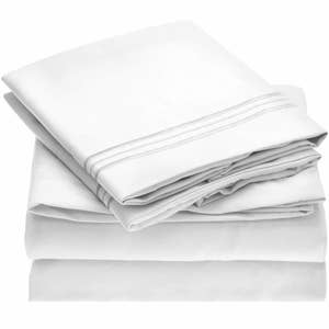 The Mellanni Bed Sheet Set in white. 