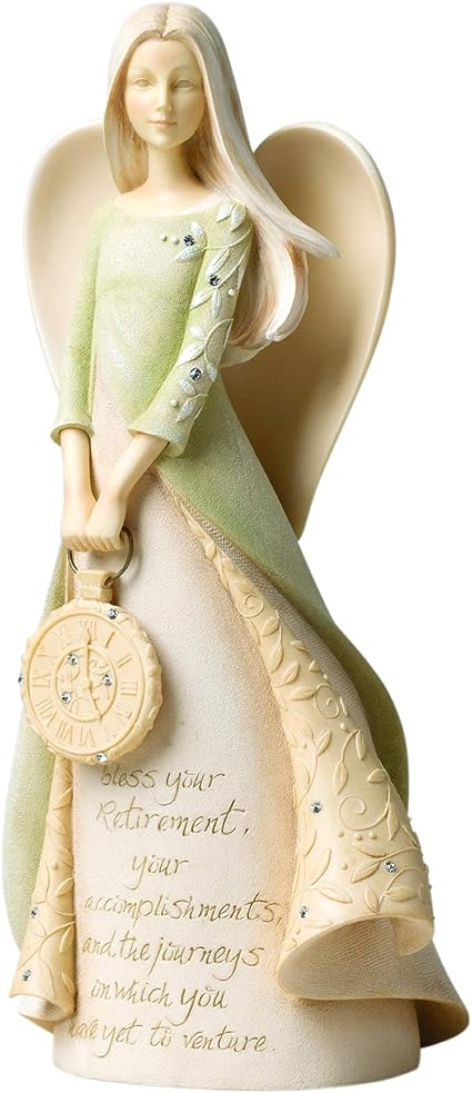 Enesco Foundations Retirement Angel Stone Resin Figurine, 9"