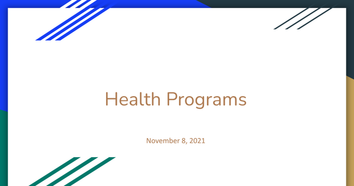 Health Programs - Parent Update