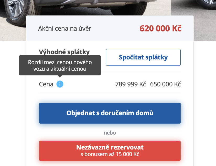 "Difference between the price of a new car and the current price" on AAAAuto.cz