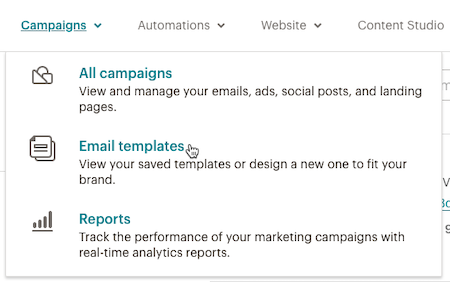 choose template: Export Mailchimp data to HTML 