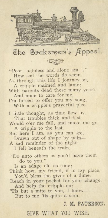Source: J.M. Paterson, “The Brakeman’s Appeal,” 1875. 
