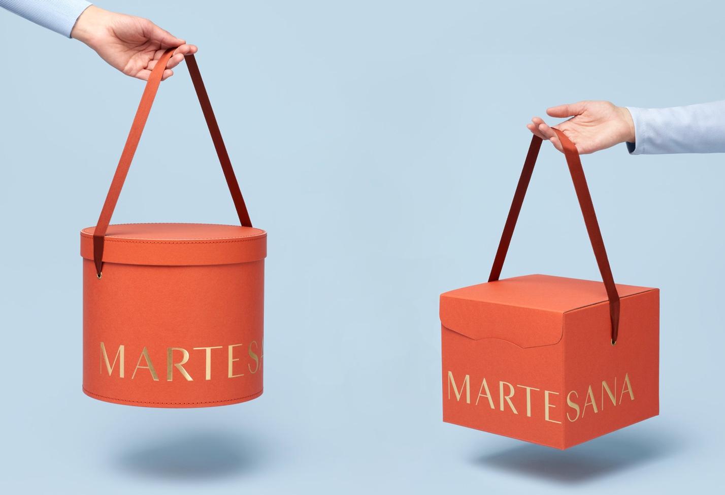 Branding and packaging design artifacts for Martesana pastry shop rebranding project