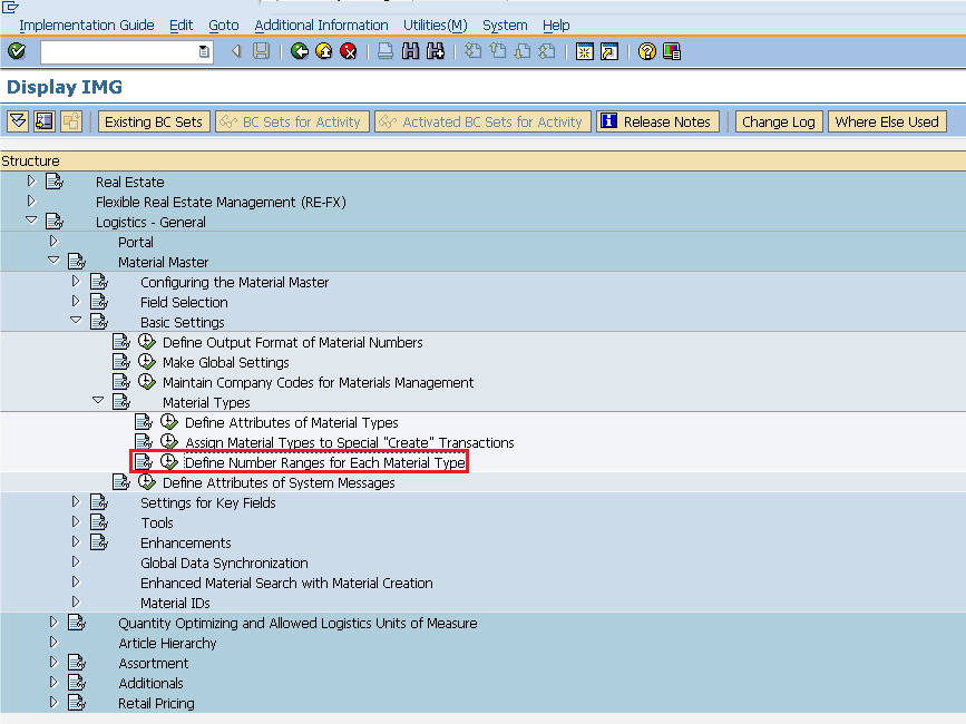 SAP define number range