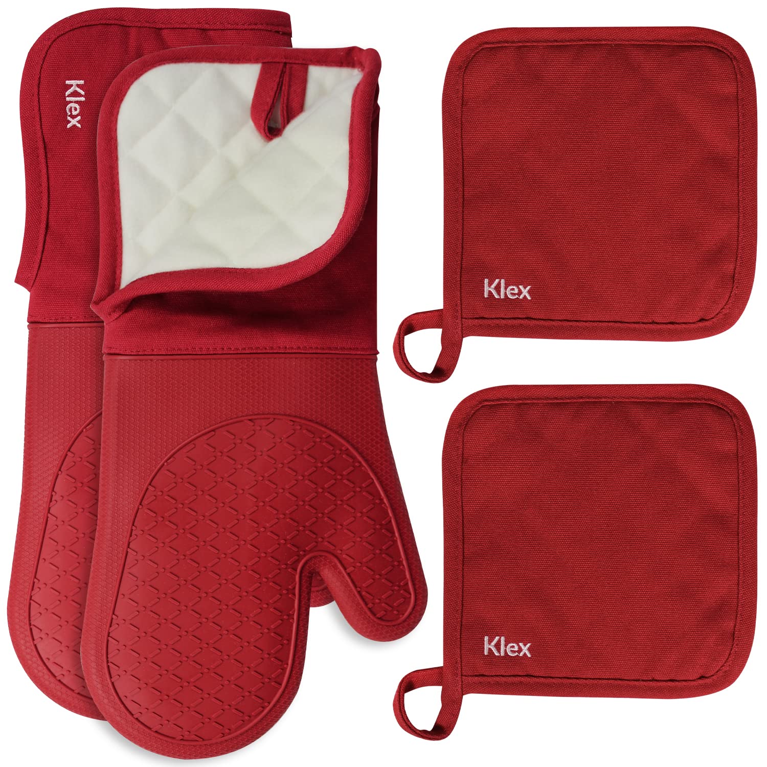 Klex Extra Long Silicone Oven Mitts and Pot Holders