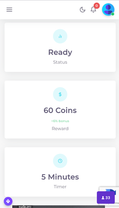 HilAno Faucet claim page with status, timer and claim amount