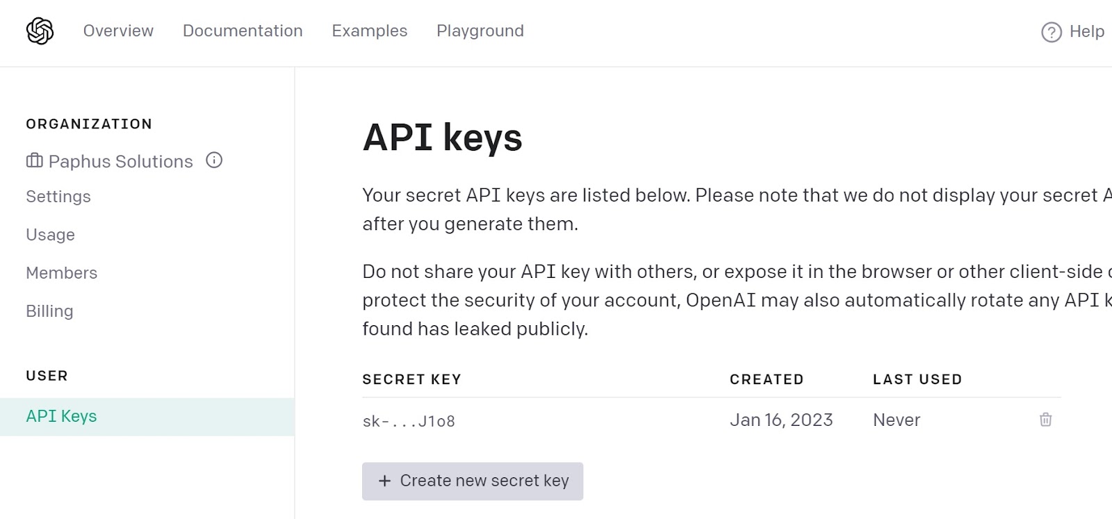 Api secret