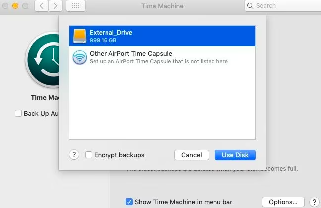 Encrypt backups on Time Machine