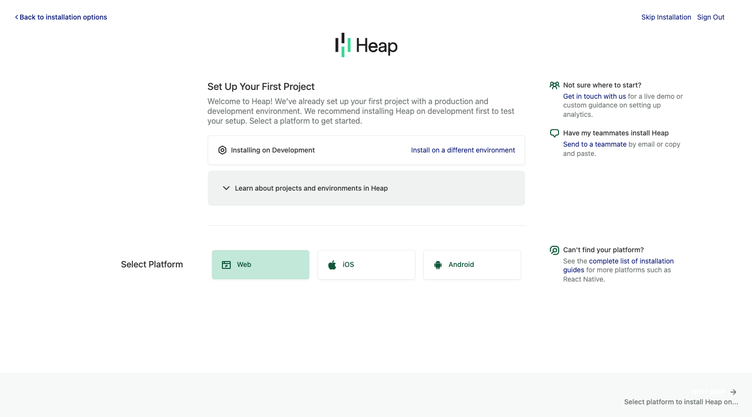 Heap's onboarding process best product led growth examples