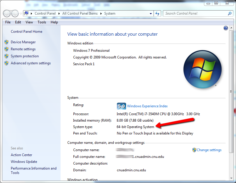 Windows 7 System Type