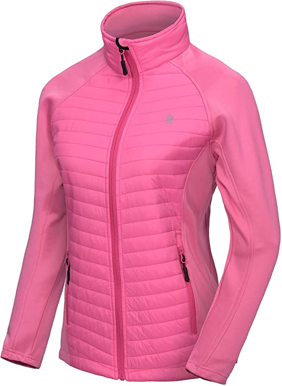 Little Donkey Andy Women's Insulated Hiking Jacket, Thermal Running Hybrid Jacket, Lightweight Breathable and Warm
