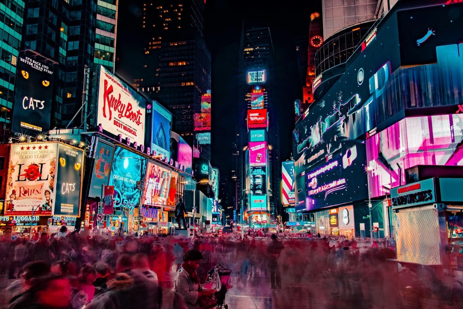 A shot of Times Square, representing the digital advertising services that Darren and Mike can help with