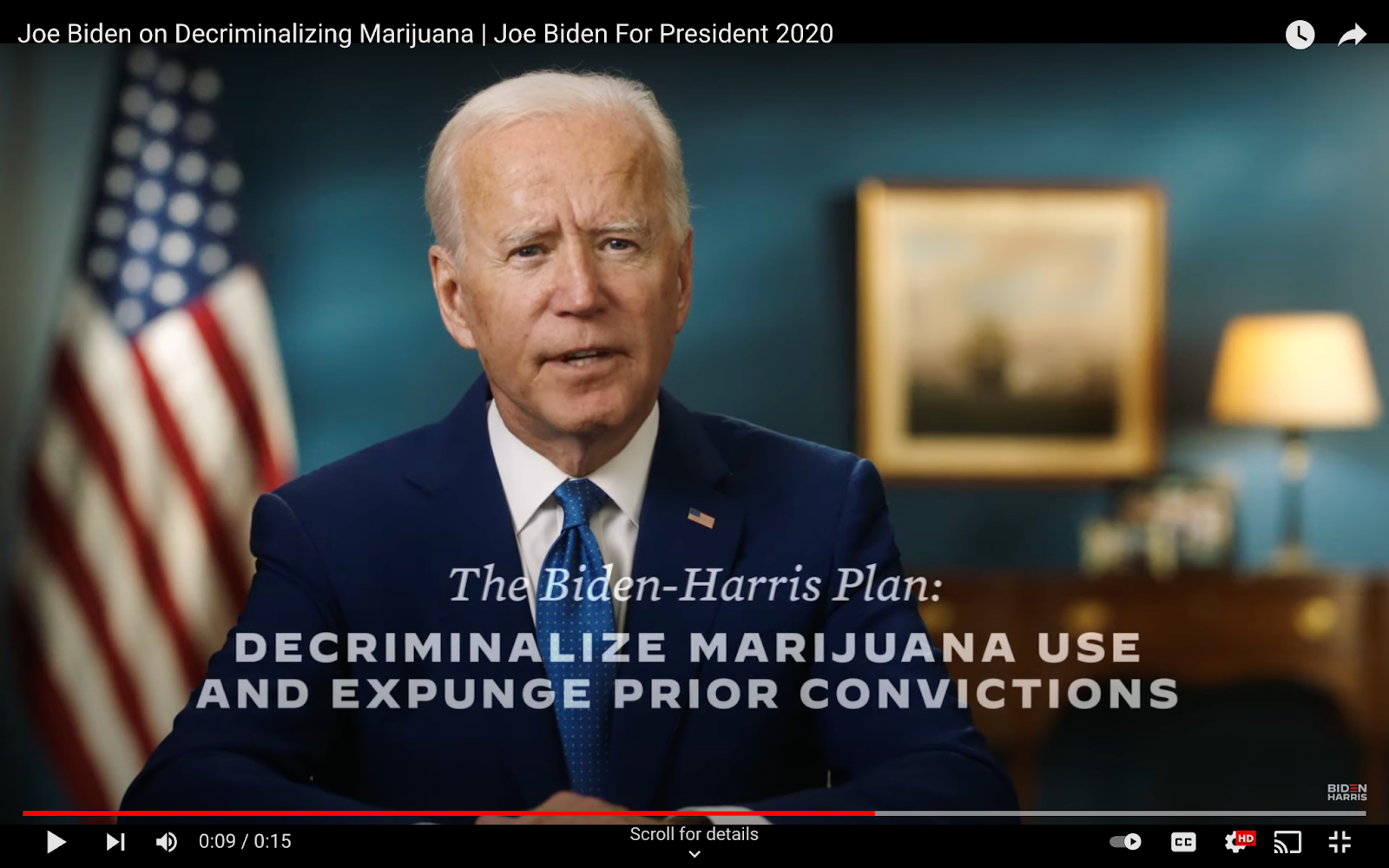 President Biden Campaign Video saying "Decriminalize Marijuana Use and Expunge Prior Convictions"