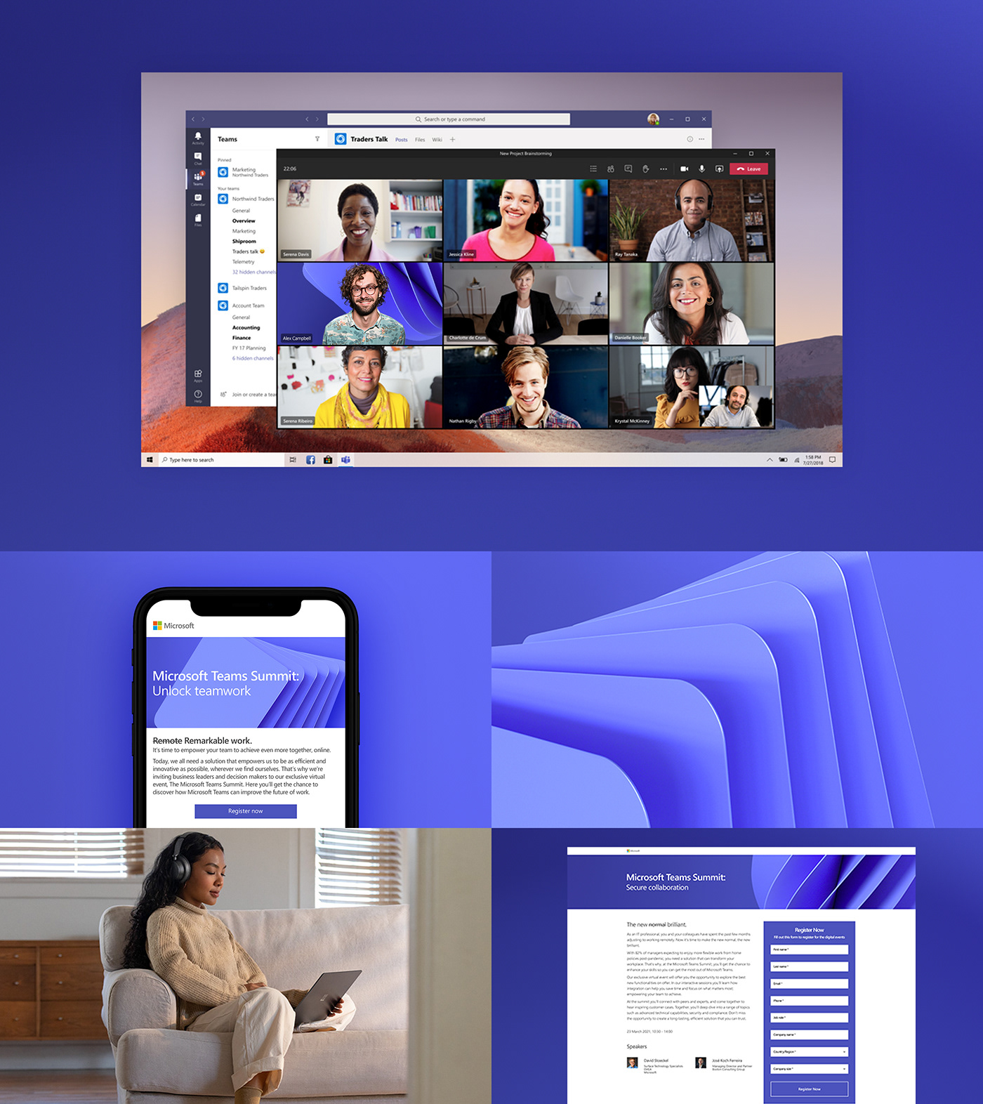 3D blue branding  Microsoft microsoft teams online event virtual event visual identity