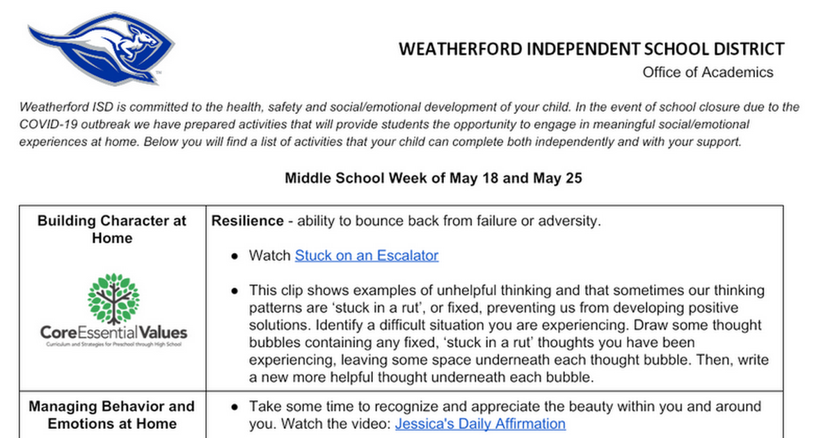 MS May18 and May25 SEL At Home Support 