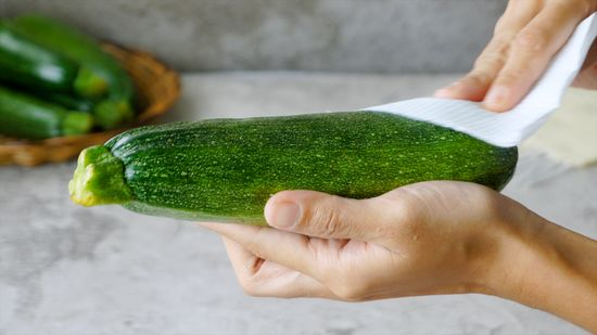 Washing and Preparing Raw Zucchini