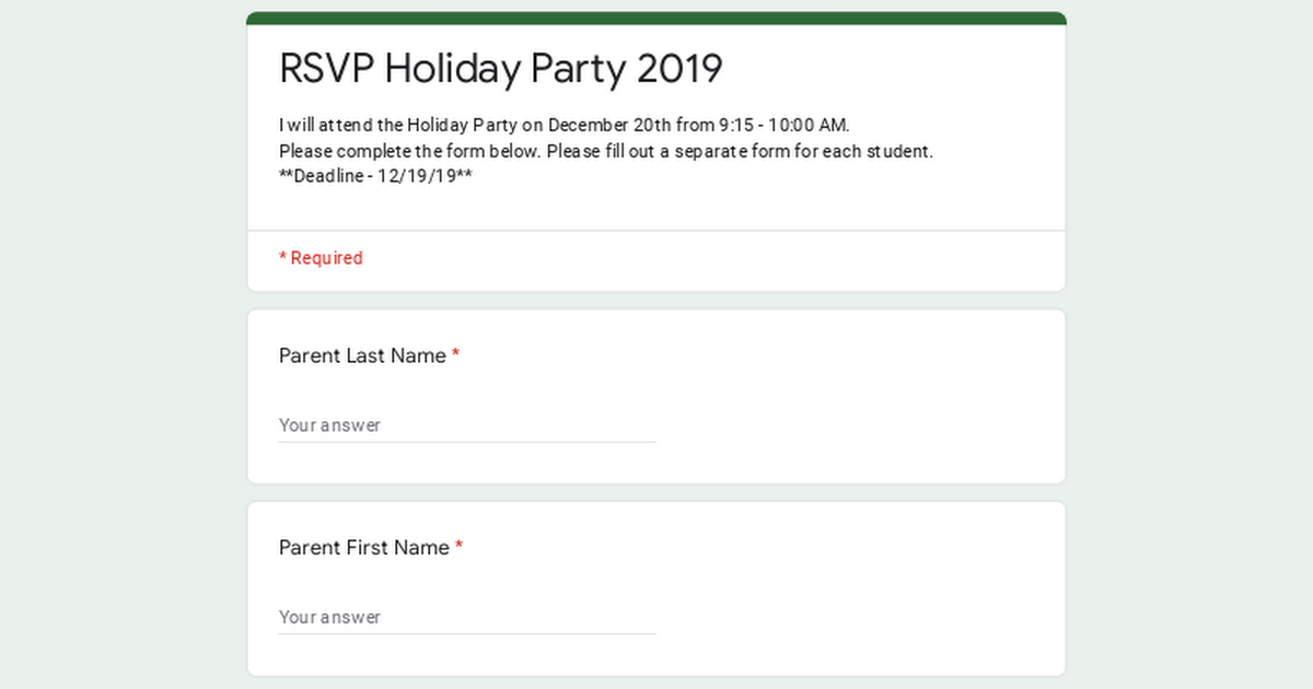 RSVP Holiday Party 2019