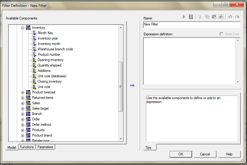 Creating an embedded filter