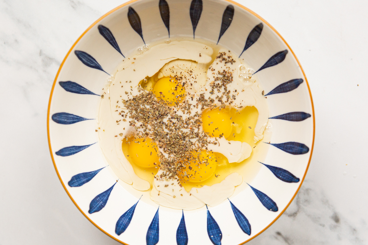 whisked eggs with salt and pepper