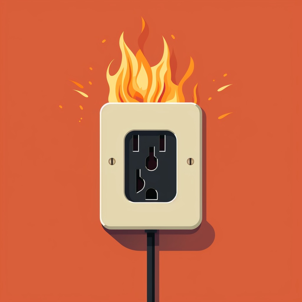 depiction of outlet on fire
