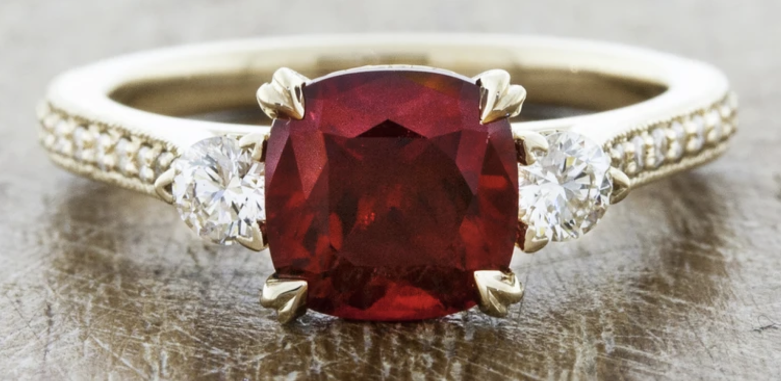 sparkling ruby ring with white diamonds