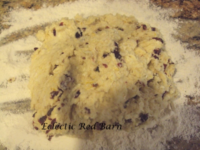 Eclectic Red Barn: Cherry Scones Batter on Floured Board