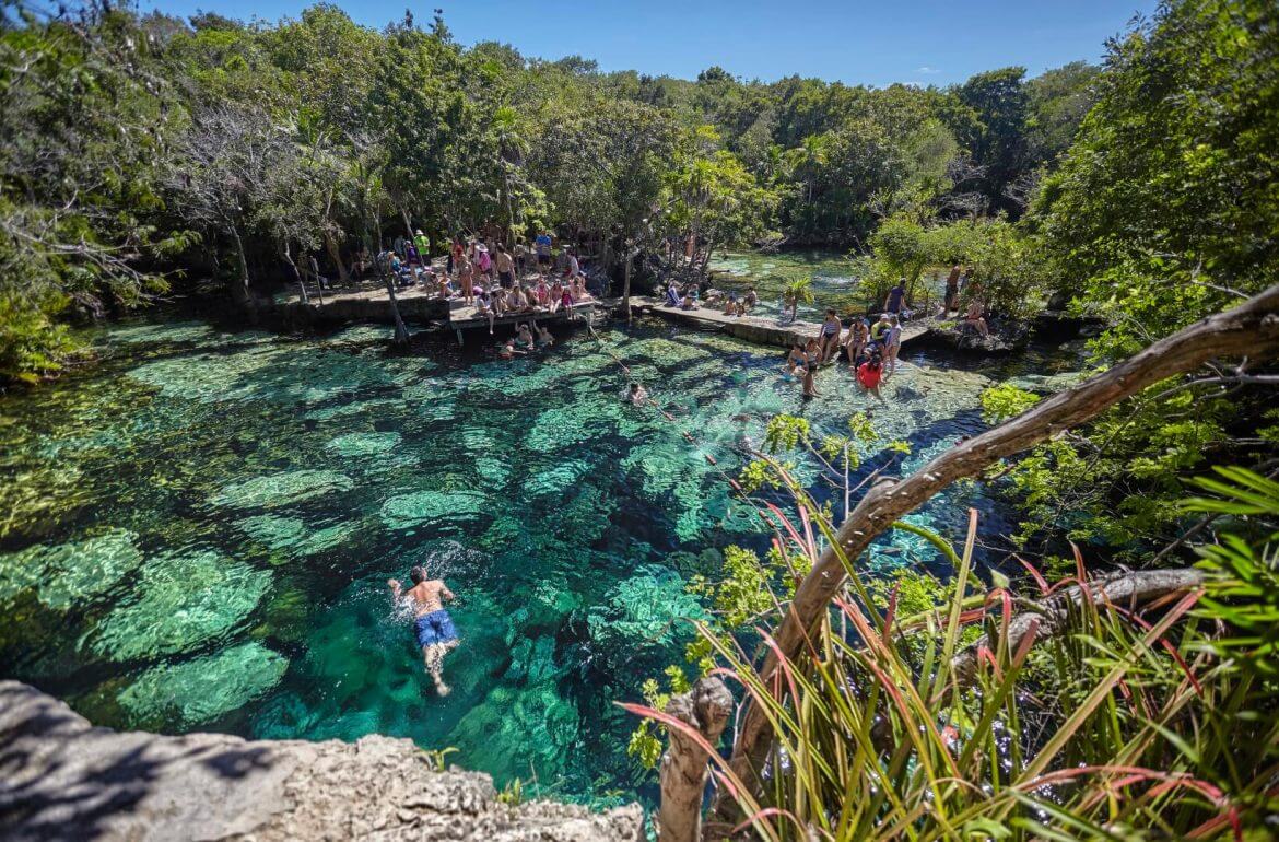 cenote azul, deep natural well, sinkhole