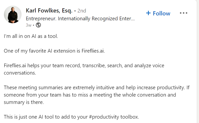 Customer reviews on Fireflies’ AI-generated summary.