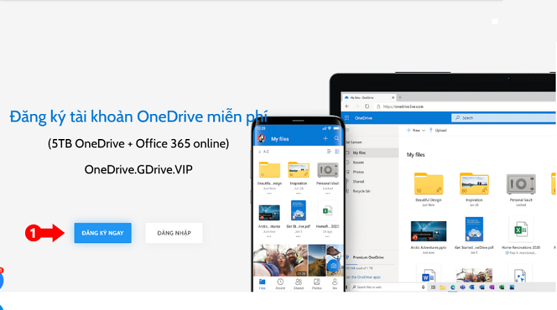 Hướng dẫn các bước tạo tài khoản OneDrive 5TB miễn phí bước 1