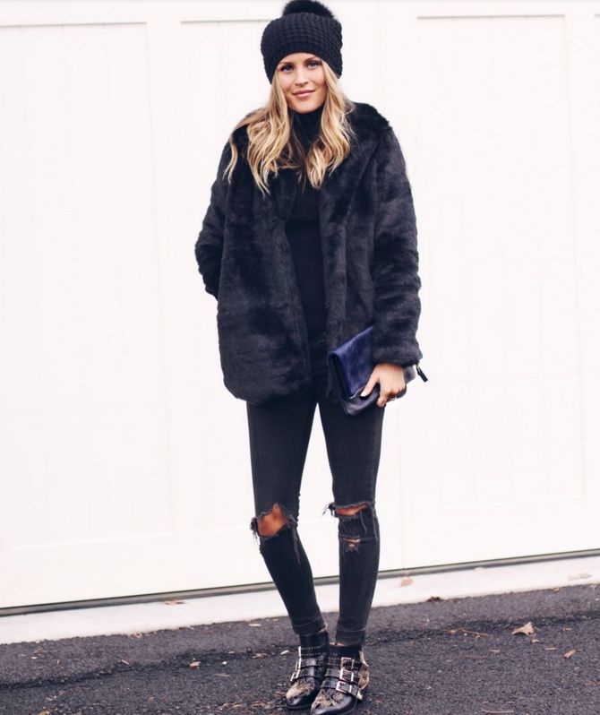 How to wear a faux fur jacket in style 4