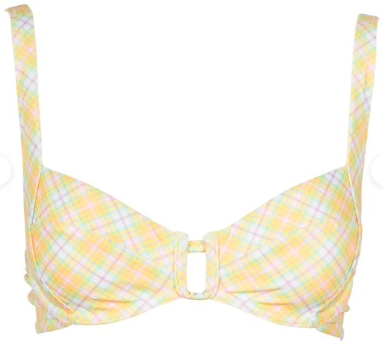plaid light yellow bikini top 