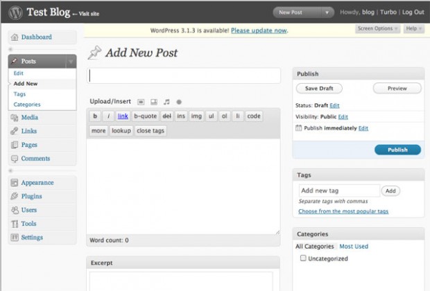 editor de posts wordpress 2.7