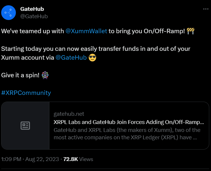 GateHub partners with Xumm wallet