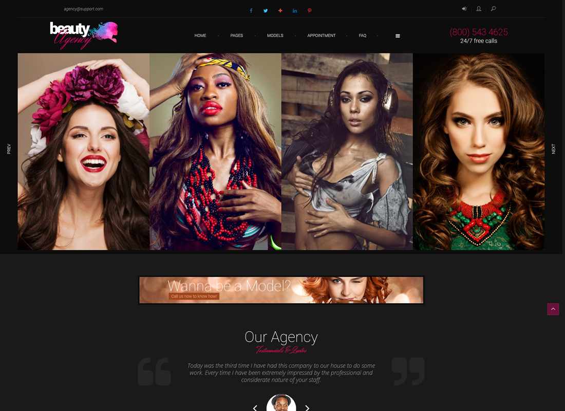 Model Agency - Fashion & Model Portofolio WordPress Theme
