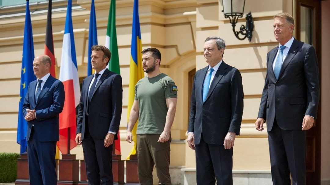 Лідери європейських держав Києві, 16 червня 2022 р. (Джерело: Офіс президента України) 