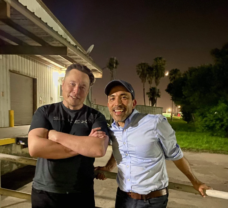 Image of SpaceX CEO Elon Musk and Brownsville Mayor Trey Mendez, via Mendez’s Facebook