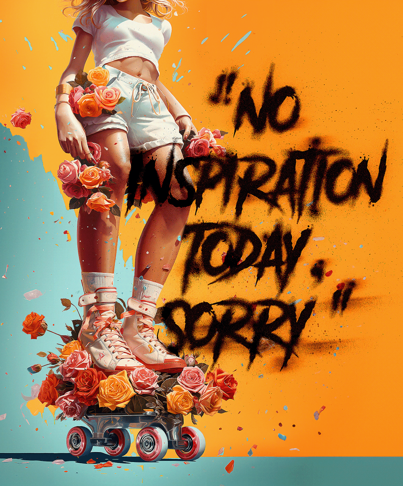 painting   Digital Art  ILLUSTRATION  Street skate floral print lettering typography