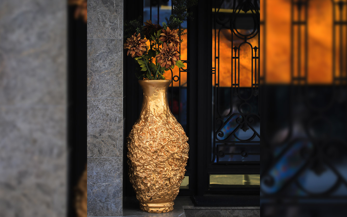 make your home look expensive with golden vase or trays