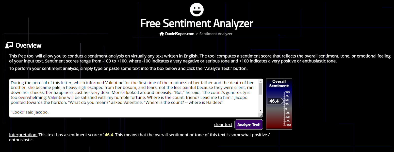 Sentiment analyzer tool