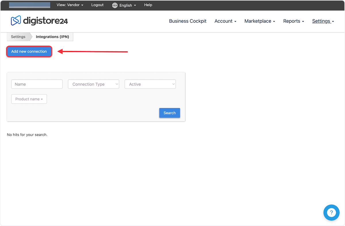 Click on Add new connection.