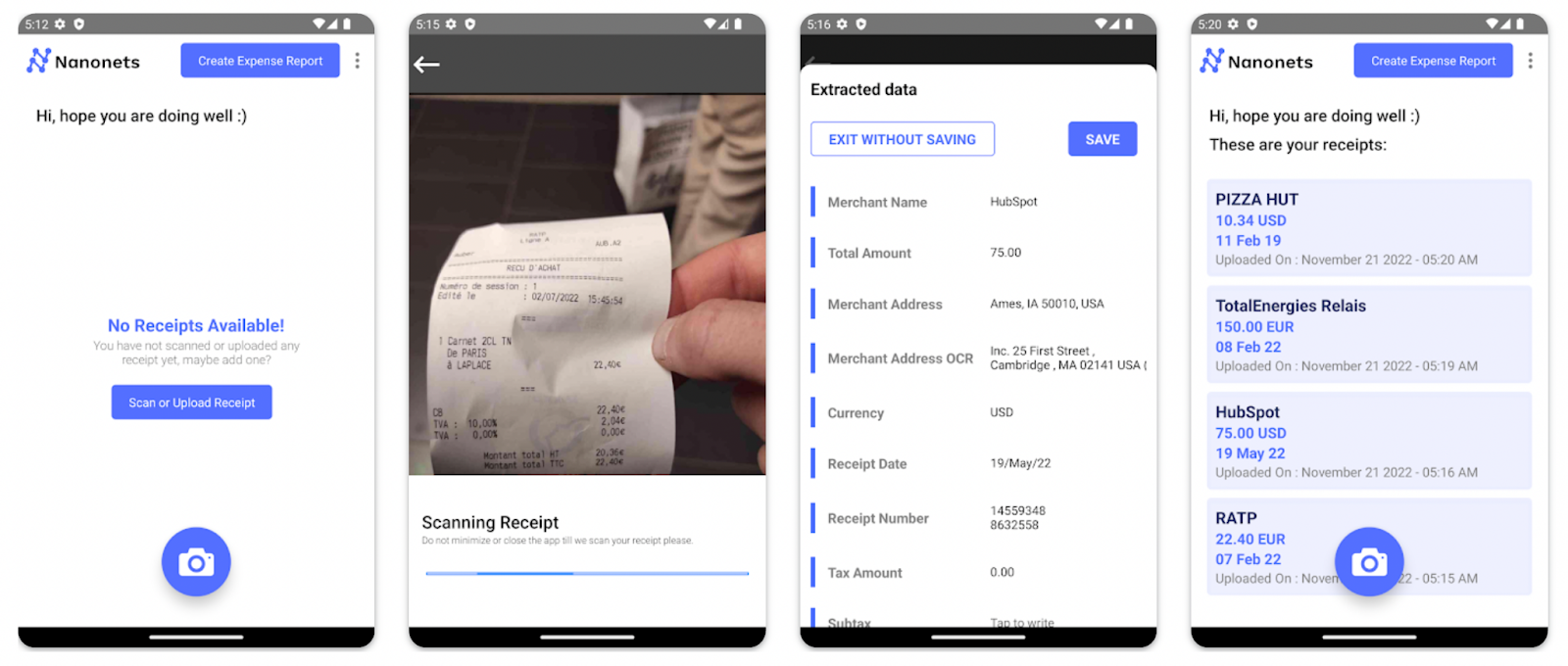 Nanonets Receipt Scanner Application