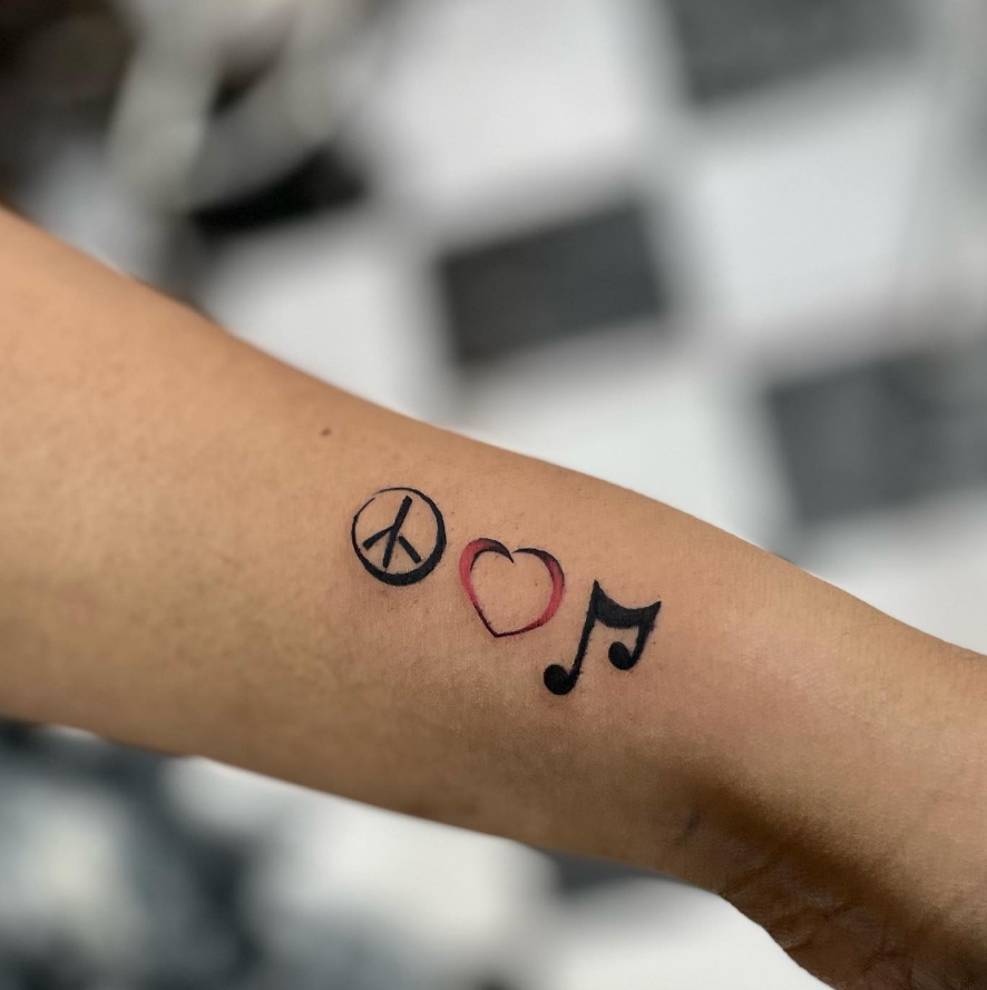 Peace love & Music Tattoo