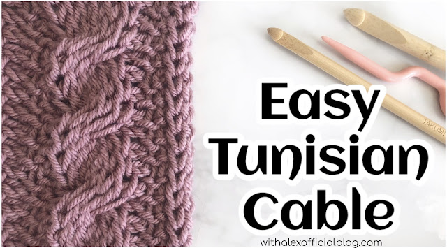tunisian cable swatch with hooks