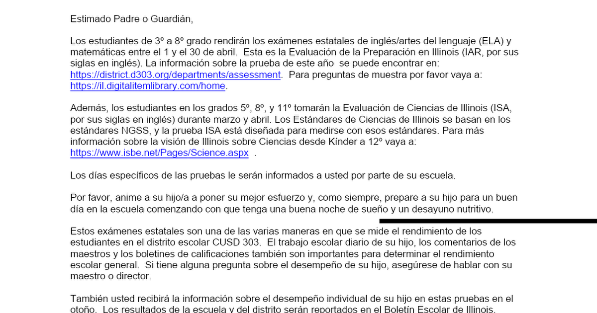 Parent Letter - Upcoming IAR 2020 (Spanish).docx