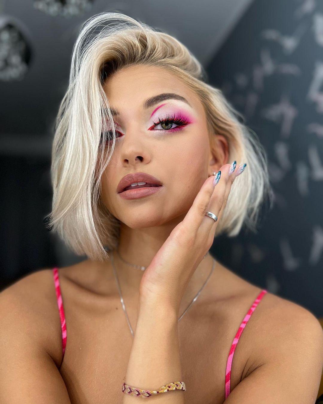 Pink and White Eyeshadow Makeup