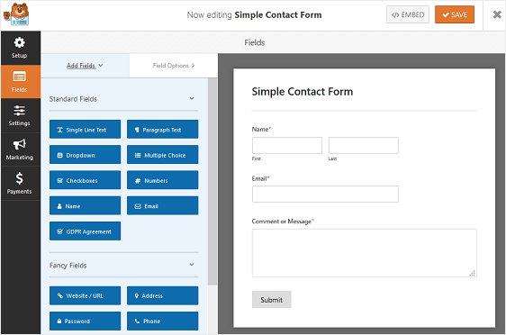 WordPress contact forms