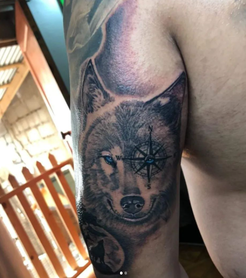 Designer Alpha Wolf Tattoo On Back Arm